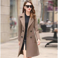 2021 new winter Korean version slim fit, fashionable temperament, mid-length waisted woolen coat, women's woolen coat