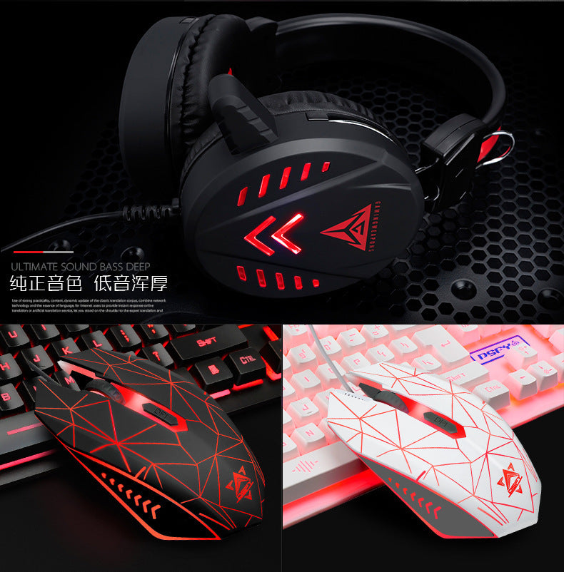Manufacturer Ruyi Bird K59 gaming keyboard mouse headset three-piece suit usb desktop wired luminous keyboard and mouse suit