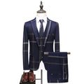 Men's suits wholesale casual suits three-piece Korean style slim fit large size plaid groom dress suit