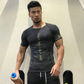 Factory direct sales new summer casual printing tight-fitting running fitness clothes for men, high elastic, breathable, sweat-absorbent, short-sleeved men