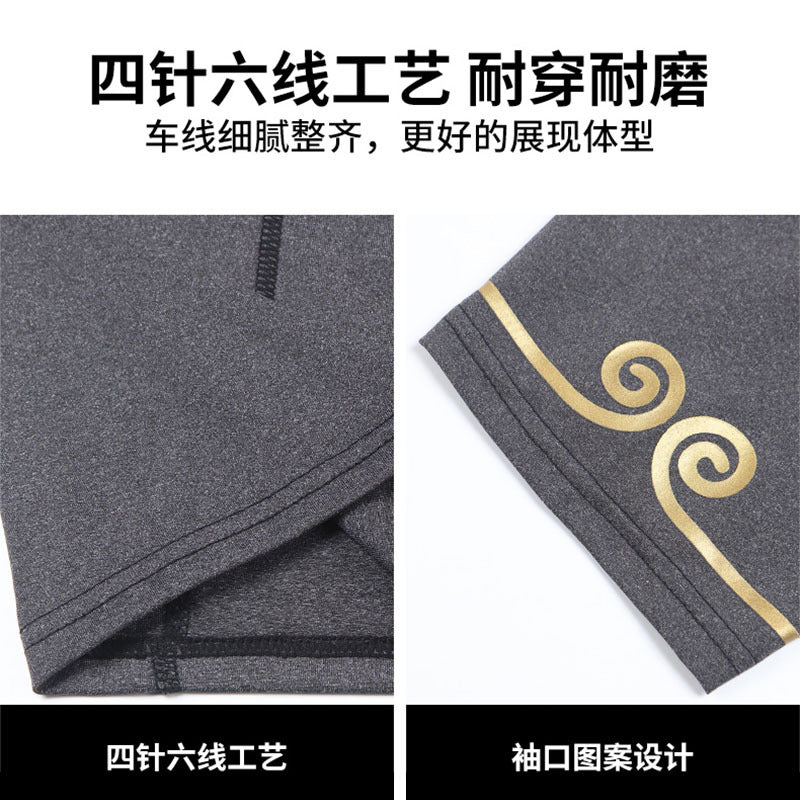 Factory direct sales new summer casual printing tight-fitting running fitness clothes for men, high elastic, breathable, sweat-absorbent, short-sleeved men