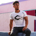 Factory direct sales new summer casual printing tight-fitting running fitness clothes for men, high elastic, breathable, sweat-absorbent, short-sleeved men