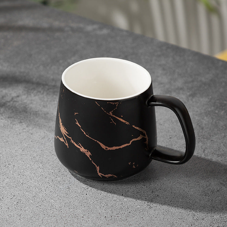 Creative simple marble pattern breakfast cup with lid office practical gift mug customization