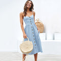 AliExpress 2019 summer European and American new cross-border hot selling sexy suspenders button backless dress female 8022