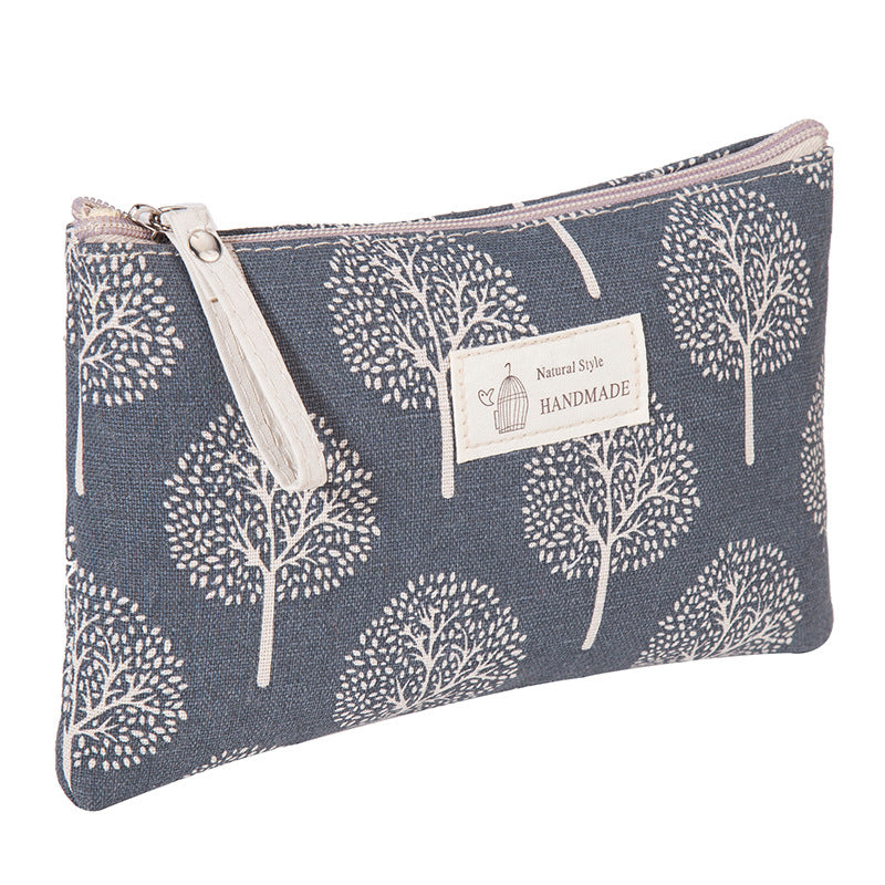 Multifunctional canvas card case key case mobile phone bag wash bag fabric zipper coin purse cosmetic storage bag