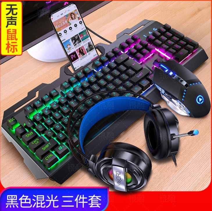Silver Eagle V2 Eating Chicken Game Keyboard Mouse Headset Three-piece Set Real Manipulator Sense Keyboard and Mouse Set One Generation