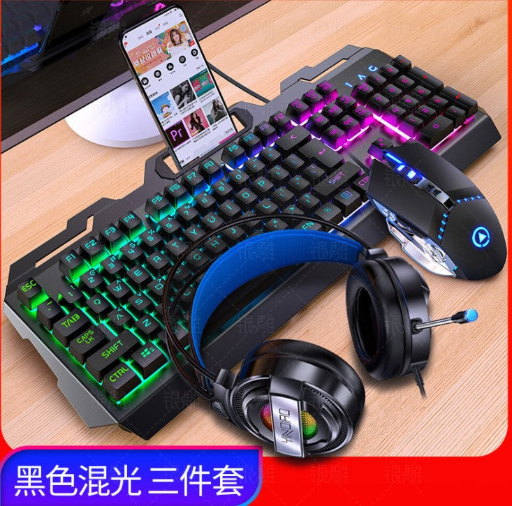 Silver Eagle V2 Eating Chicken Game Keyboard Mouse Headset Three-piece Set Real Manipulator Sense Keyboard and Mouse Set One Generation