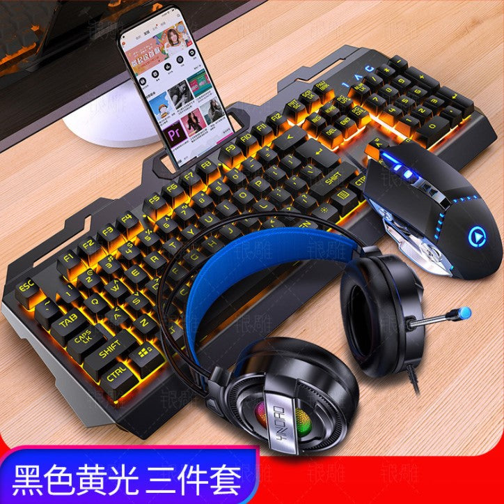 Silver Eagle V2 Eating Chicken Game Keyboard Mouse Headset Three-piece Set Real Manipulator Sense Keyboard and Mouse Set One Generation