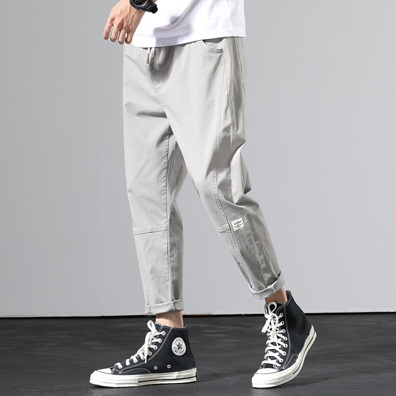 2020 Spring Military Green Casual Pants Men's Korean Style Trendy Loose Straight Sports Pants Men's Men's Nine-Point Pants Men's