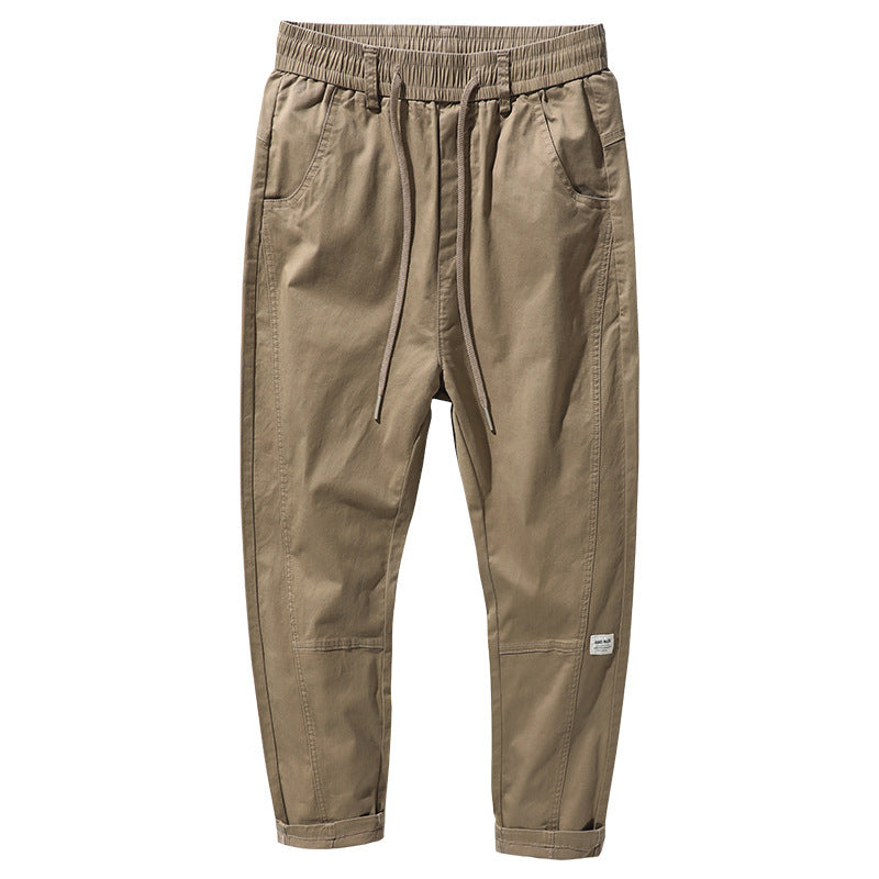 2020 Spring Military Green Casual Pants Men's Korean Style Trendy Loose Straight Sports Pants Men's Men's Nine-Point Pants Men's