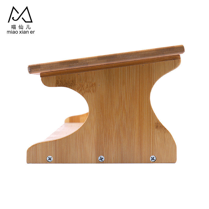 Miaoxianer cat bowl ceramic solid wood stand dog bowl pet bowl three bowl neck guard high foot oblique mouth cat bowl cat supplies wholesale