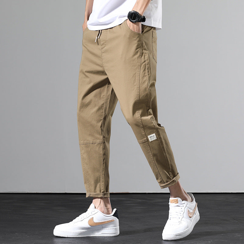 2020 Spring Military Green Casual Pants Men's Korean Style Trendy Loose Straight Sports Pants Men's Men's Nine-Point Pants Men's