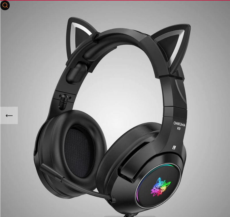 Onikuma K9 pink cat ears headset wearing cute girl heart game e-sports headset
