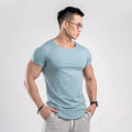 Sports t-shirt men's short-sleeved loose European and American t-shirt curved hem fitness trend running quick-drying breathable top