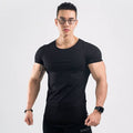 Sports t-shirt men's short-sleeved loose European and American t-shirt curved hem fitness trend running quick-drying breathable top