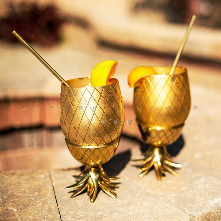 Pineapple cocktail glass Moscow mule stainless steel pineapple cup metal copper cup creative personality modulation cocktail glass