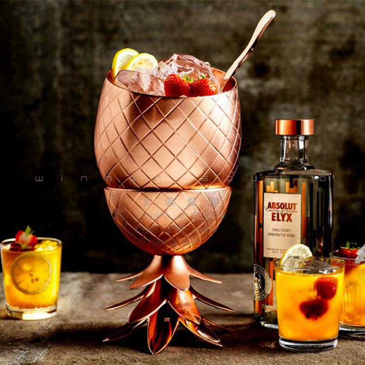 Pineapple cocktail glass Moscow mule stainless steel pineapple cup metal copper cup creative personality modulation cocktail glass