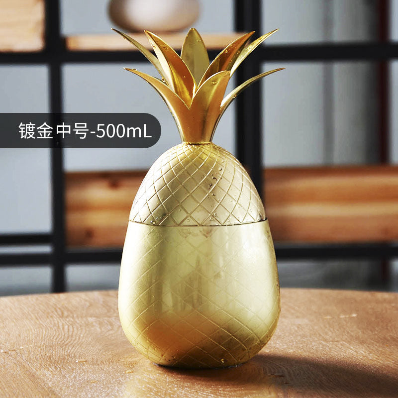 Pineapple cocktail glass Moscow mule stainless steel pineapple cup metal copper cup creative personality modulation cocktail glass