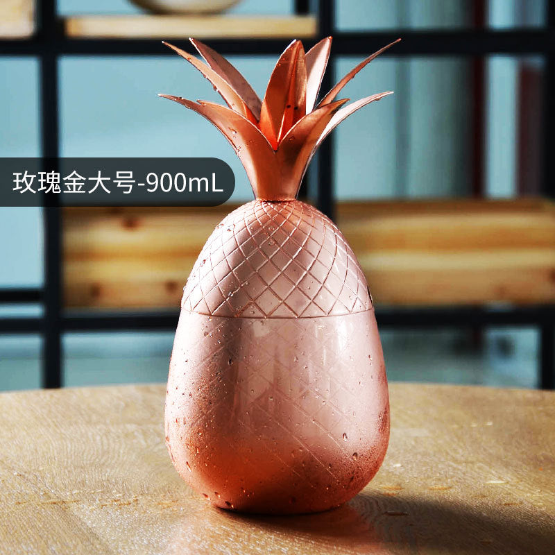 Pineapple cocktail glass Moscow mule stainless steel pineapple cup metal copper cup creative personality modulation cocktail glass
