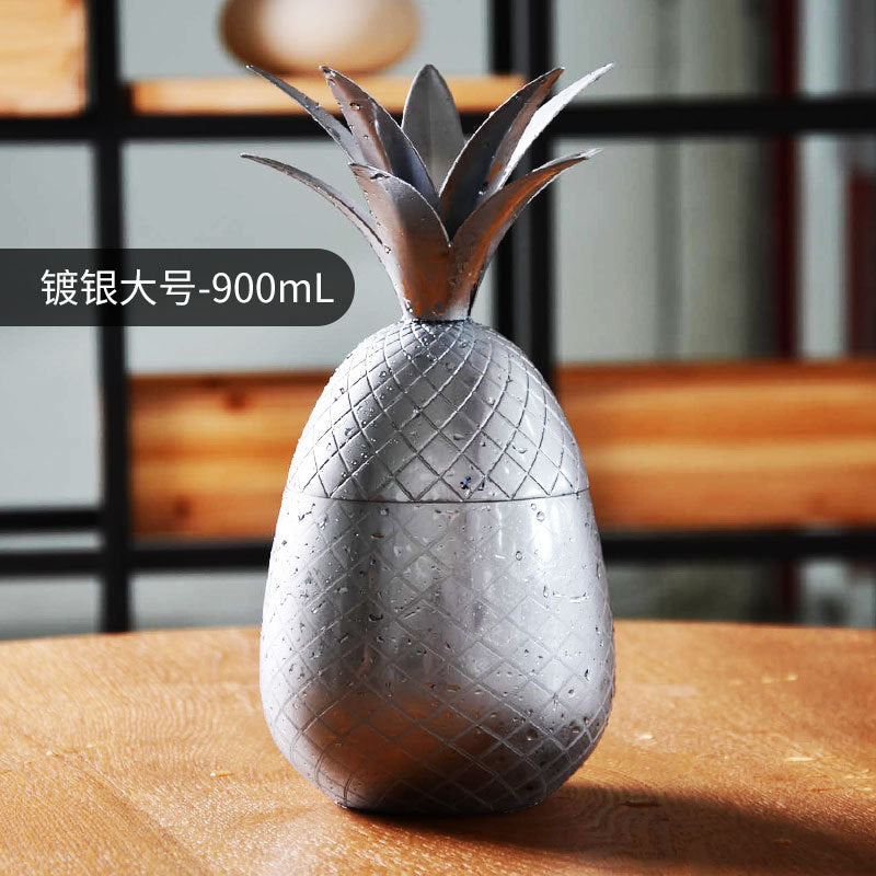 Pineapple cocktail glass Moscow mule stainless steel pineapple cup metal copper cup creative personality modulation cocktail glass