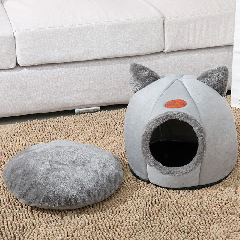 Cat litter winter warm pet removable and washable litter cat dog small dog winter sleeping bed cartoon cute kennel