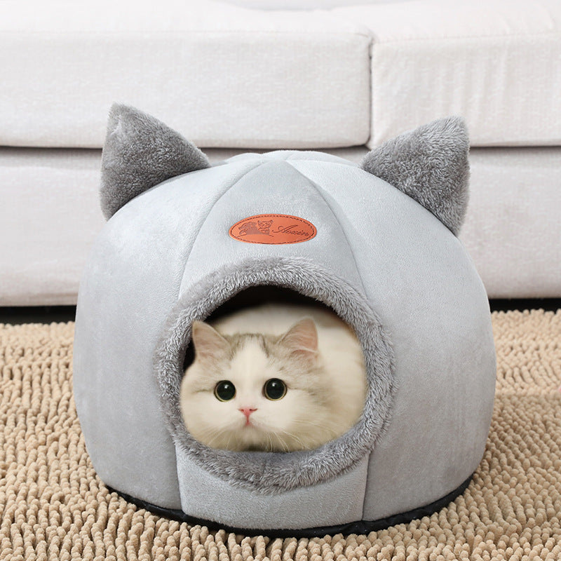 Cat litter winter warm pet removable and washable litter cat dog small dog winter sleeping bed cartoon cute kennel
