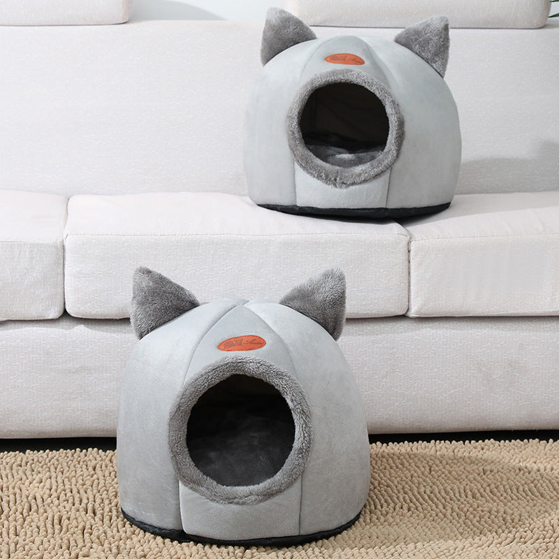 Cat litter winter warm pet removable and washable litter cat dog small dog winter sleeping bed cartoon cute kennel