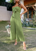 Sexy liebsten grün rohr overall sommer frauen Urlaub streifen spitze up breite bein overalls Hohe taille knoten lange insgesamt
