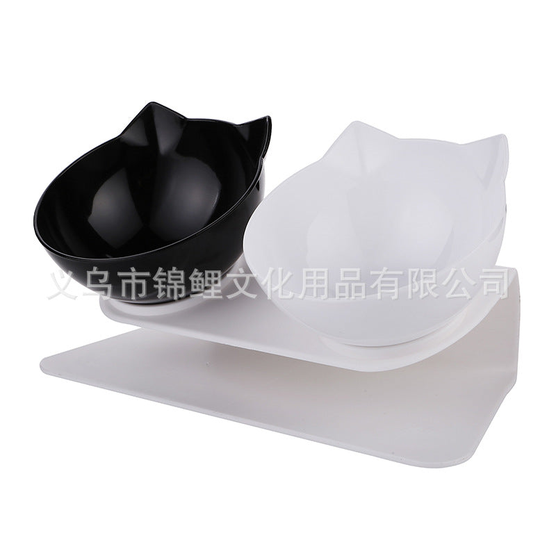 [Boxed] Inclined neck protector cat bowl dog bowl cat food bowl oblique mouth plastic cat double bowl dog food bowl pet bowl wholesale