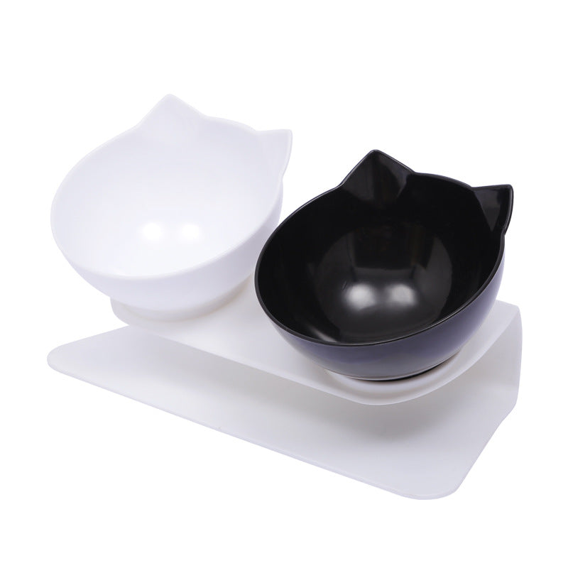 [Boxed] Inclined neck protector cat bowl dog bowl cat food bowl oblique mouth plastic cat double bowl dog food bowl pet bowl wholesale