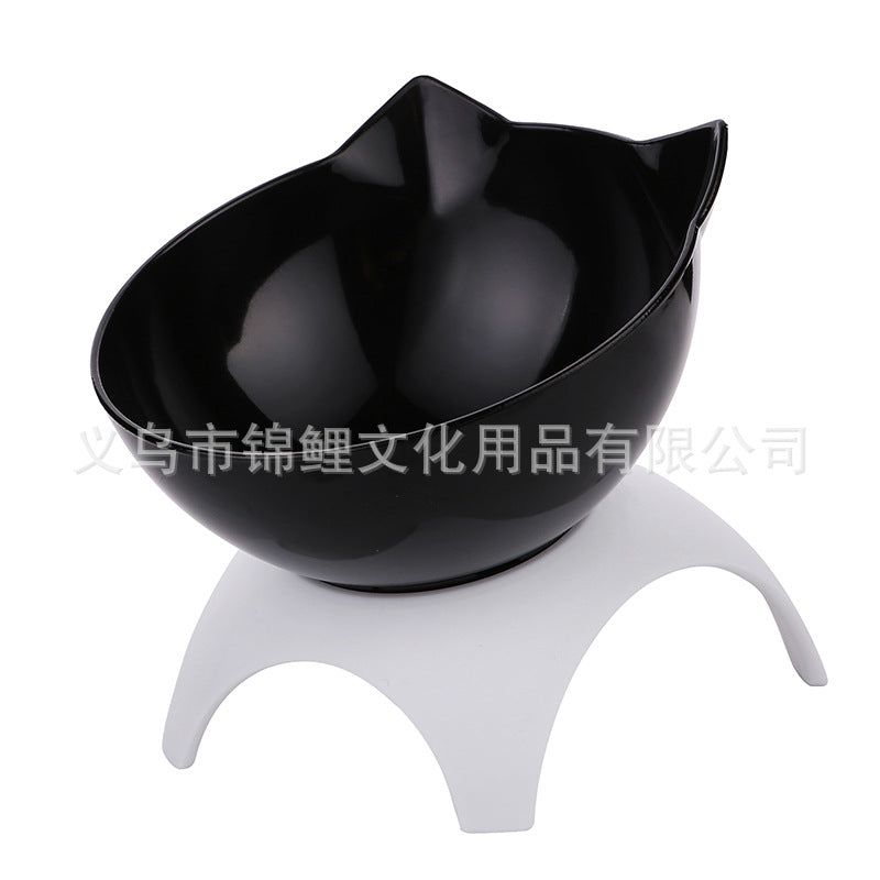 [Boxed] Inclined neck protector cat bowl dog bowl cat food bowl oblique mouth plastic cat double bowl dog food bowl pet bowl wholesale