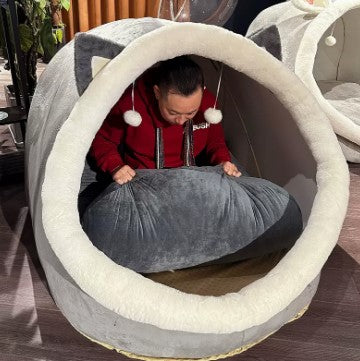 Dog kennel, cat kennel, pet kennel, seat cushion, cute shape, semi-closed winter, warm four seasons supplies, large, medium and small cats