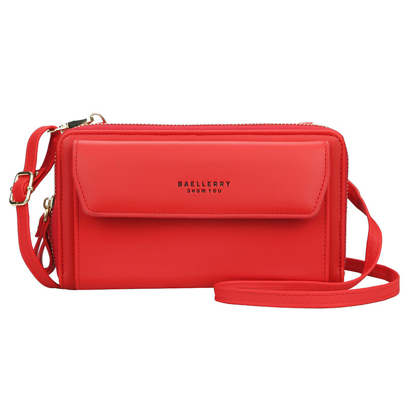 Ms. baellerry long wallet Korean version of double zipper large capacity diagonal bag female fashion all-match mobile phone bag