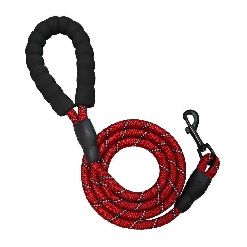 Dog traction rope does not 嘞 hand reflective traction rope thick large dog walking dog rope 1.5 meters round rope pet supplies