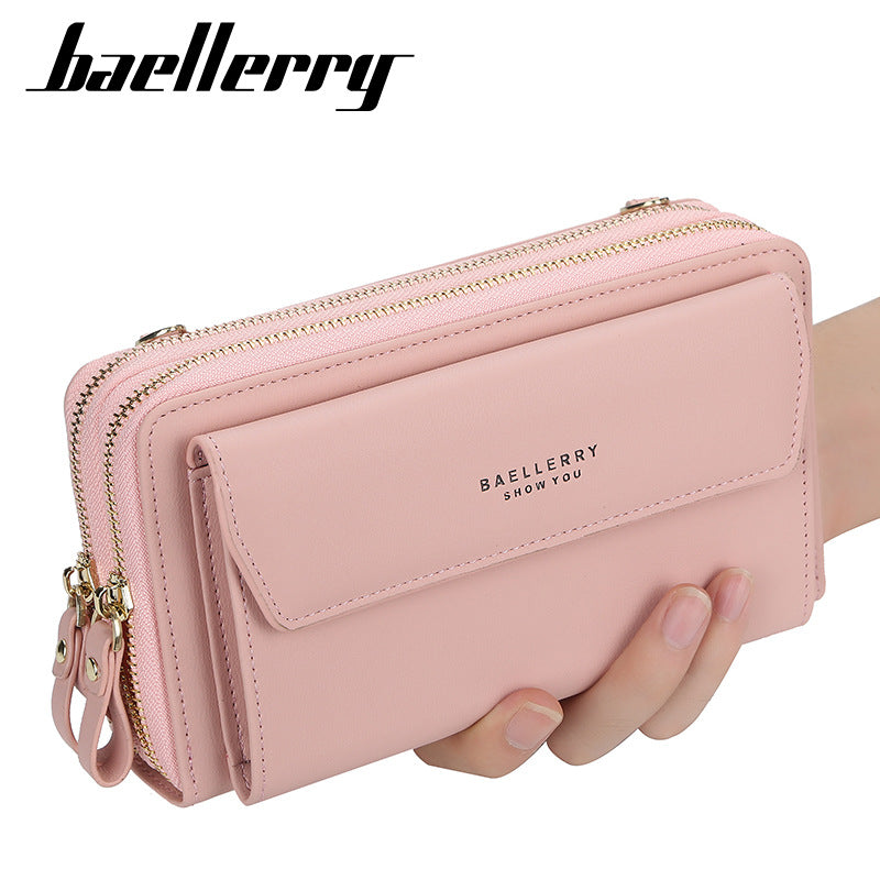 Ms. baellerry long wallet Korean version of double zipper large capacity diagonal bag female fashion all-match mobile phone bag