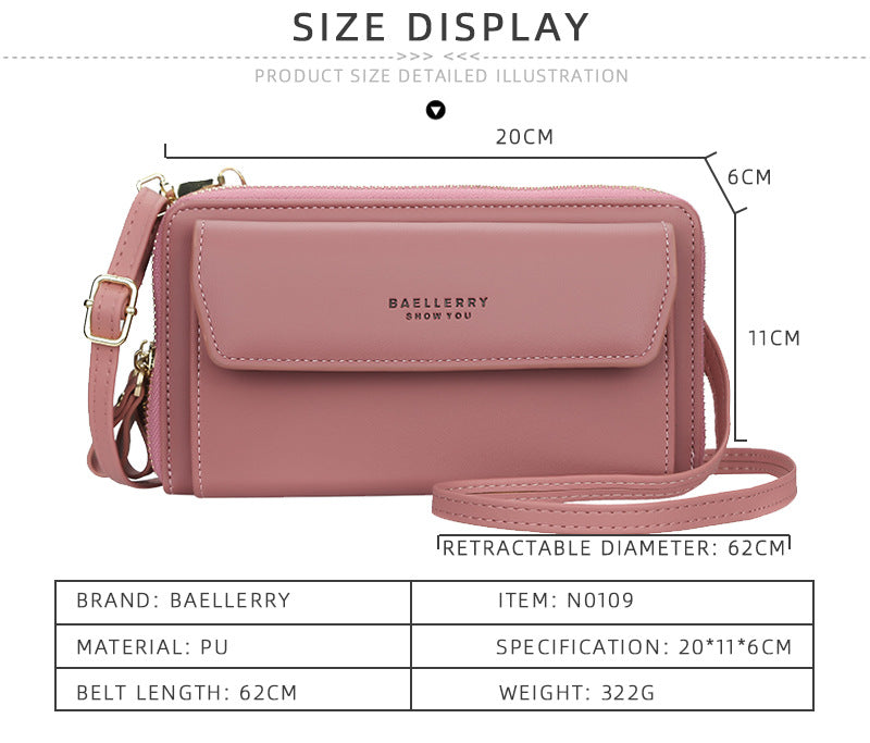Ms. baellerry long wallet Korean version of double zipper large capacity diagonal bag female fashion all-match mobile phone bag