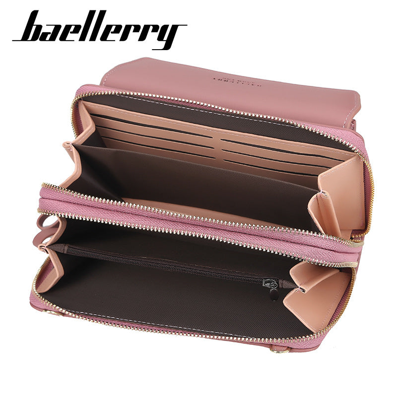 Ms. baellerry long wallet Korean version of double zipper large capacity diagonal bag female fashion all-match mobile phone bag