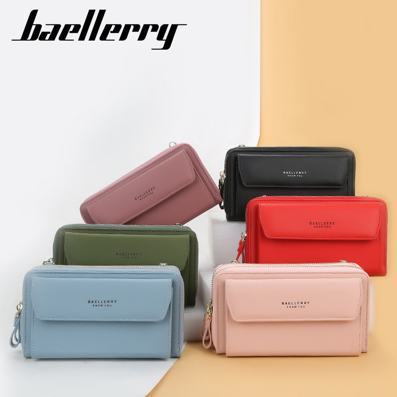 Ms. baellerry long wallet Korean version of double zipper large capacity diagonal bag female fashion all-match mobile phone bag