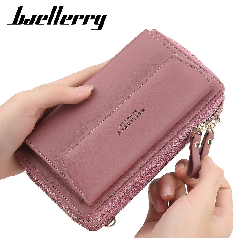 Ms. baellerry long wallet Korean version of double zipper large capacity diagonal bag female fashion all-match mobile phone bag