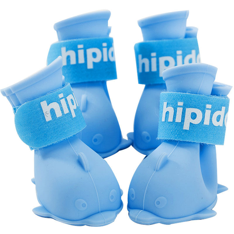 Cartoon puppy shoes Pomeranian Bichon Teddy shoes set of 4 waterproof rain boots foot covers pet silicone rain boots