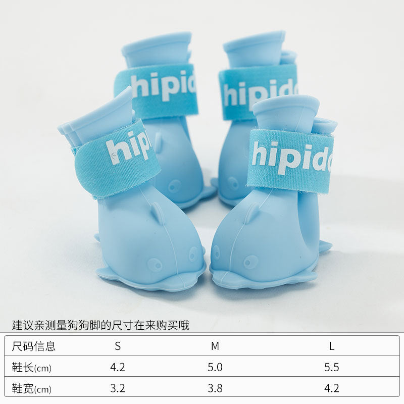 Cartoon puppy shoes Pomeranian Bichon Teddy shoes set of 4 waterproof rain boots foot covers pet silicone rain boots