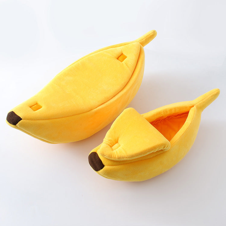 Factory direct sales pet supplies kennel banana cat kennel dog kennel winter warm deep sleep cat sleeping bag seamless generation