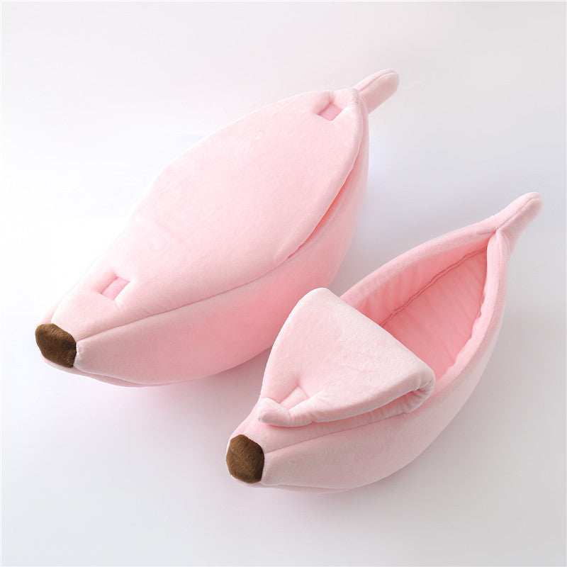 Factory direct sales pet supplies kennel banana cat kennel dog kennel winter warm deep sleep cat sleeping bag seamless generation