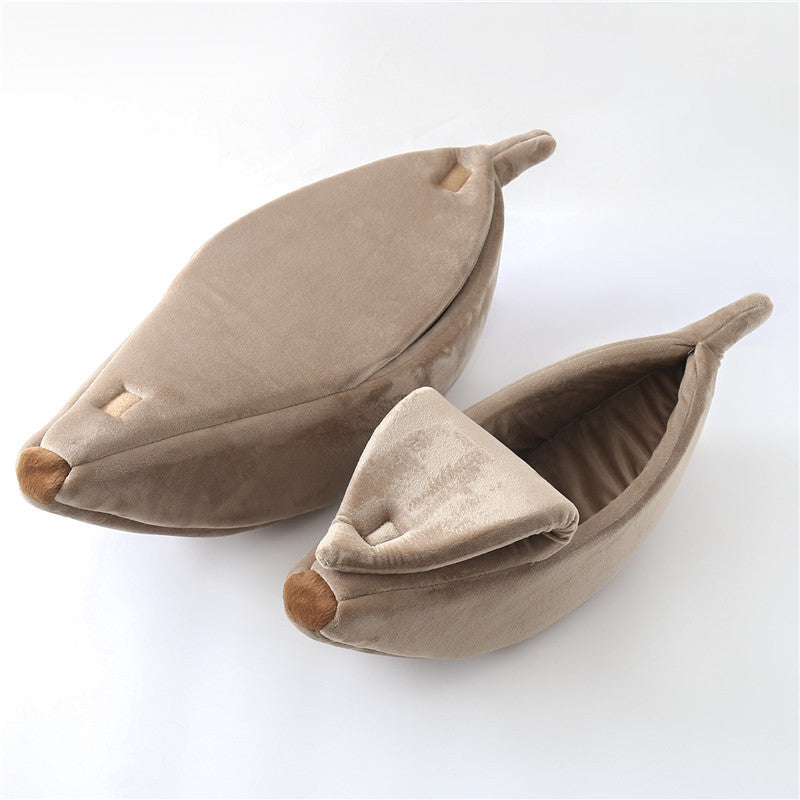 Factory direct sales pet supplies kennel banana cat kennel dog kennel winter warm deep sleep cat sleeping bag seamless generation