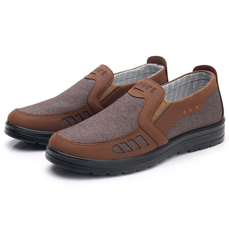 Four seasons new men's casual cloth shoes cover feet breathable dad shoes non-slip ultra-light middle-aged and elderly dad shoes