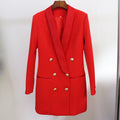 Foreign trade quality 2022 star new coat skirt fashion lion buckle satin green fruit collar suit dress