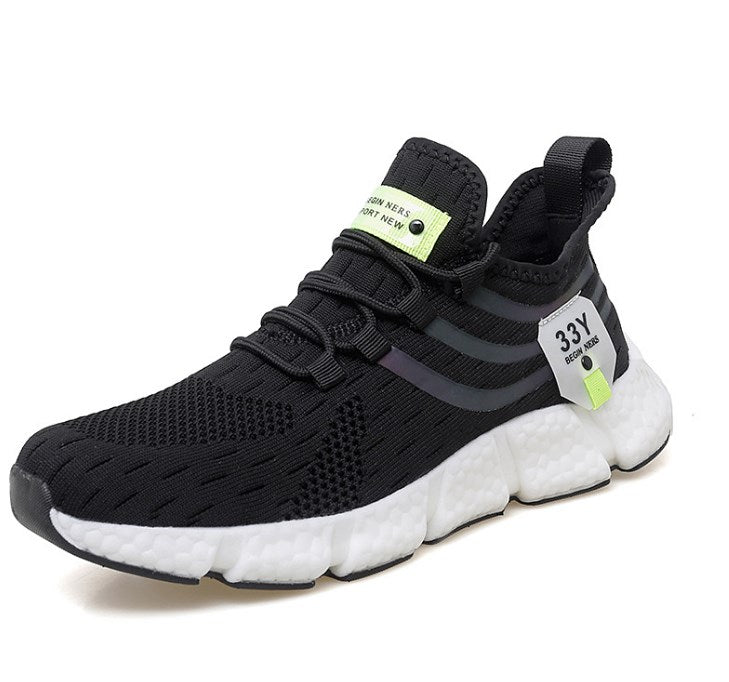 2023 cross-border running shoes men's soft sole men's and women's flying woven mesh sports shoes men's breathable popcorn sole men's shoes aliexpress