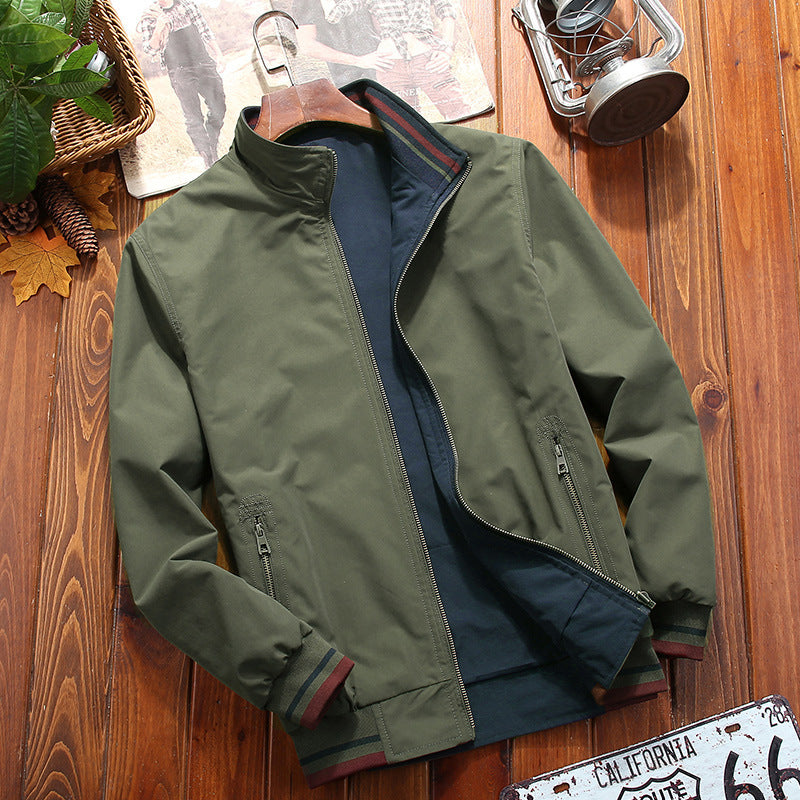 Cross-border jacket men's spring and autumn 2020 new men's double-sided stand-up collar casual jacket youth trend men's coat