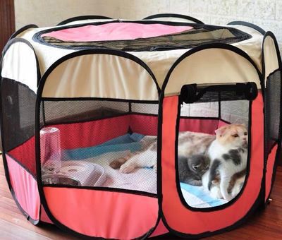 New cat litter kennel pet tent breathable foldable and washable octagonal fence Oxford cloth anti-scratch delivery room available
