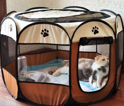 New cat litter kennel pet tent breathable foldable and washable octagonal fence Oxford cloth anti-scratch delivery room available